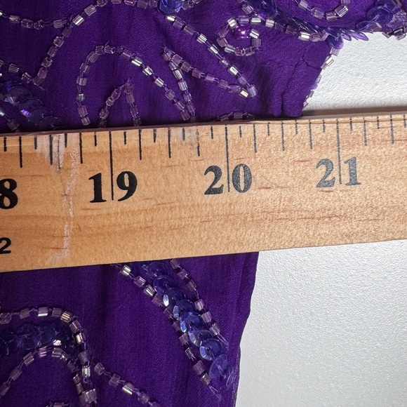 Vintage Adrianna Papell Evening 100% Silk Beaded Special Occasion Dress Keyhole - Picture 10 of 10